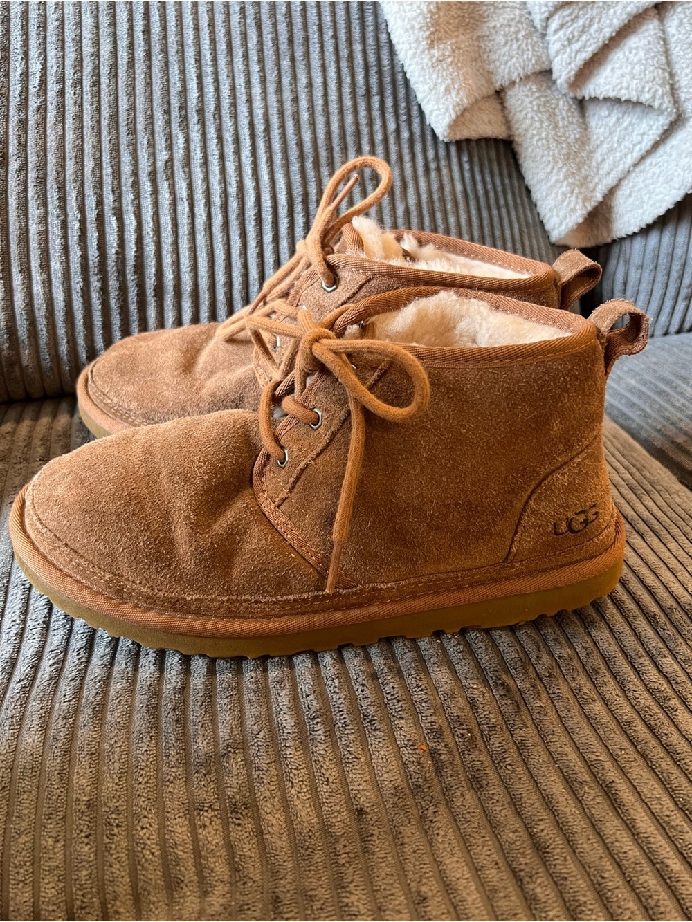 UGG Chestnut Suede Lace-Up Neurmel Ankle Boots